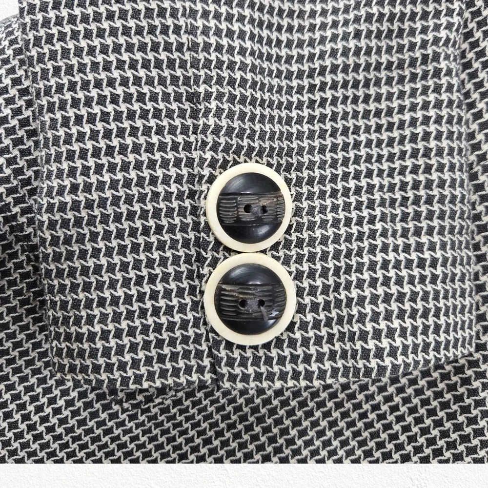 Vintage 90s Mariella Burani Houndstooth Longline Blazer Jacket Italy Made Size 4